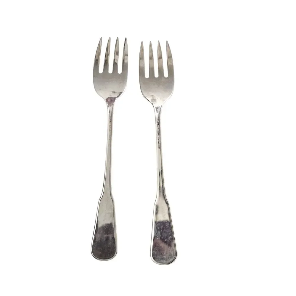 Rogers Oneida Deluxe Stainless Salad Forks Set 2 Vintage Flatware Floral Scroll